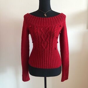 Off-the-Shoulder Red Sweater